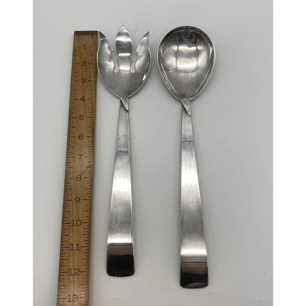 Three Crowns Silversmith Ingrid Silverplate Salad Serving Fork and Spoon Set